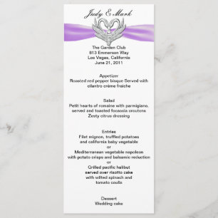Carte de menu Cycles en argent violet Ribbon