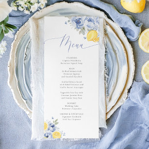Carte de menu de Baby Shower de mariage Floral Ble