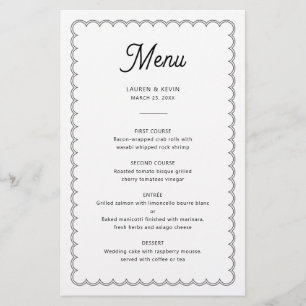 Carte de menu de bordure minimaliste et simple à é