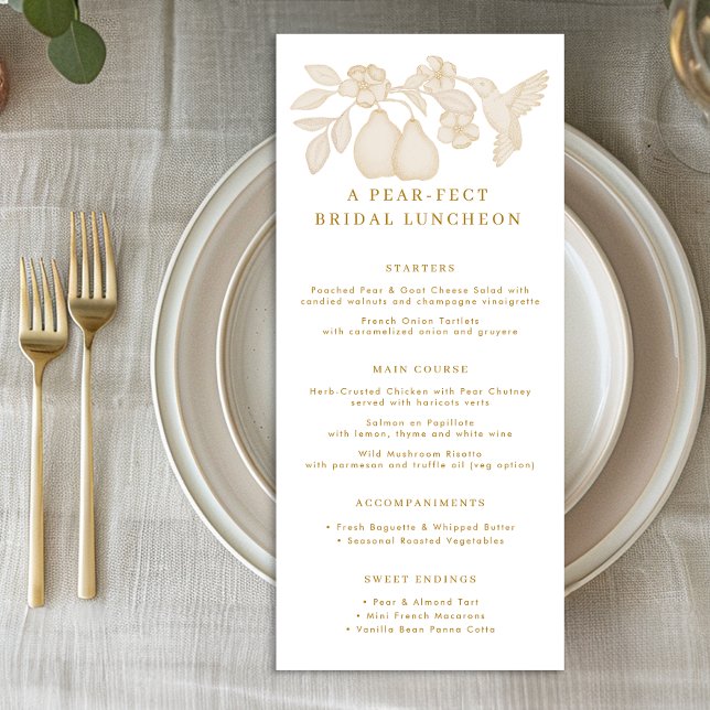 Carte de menu de déjeuner de mariage en perle parf (Menu)
