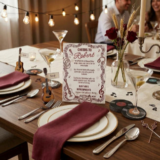 Carte de menu de dîner d'anniversaire de musique v