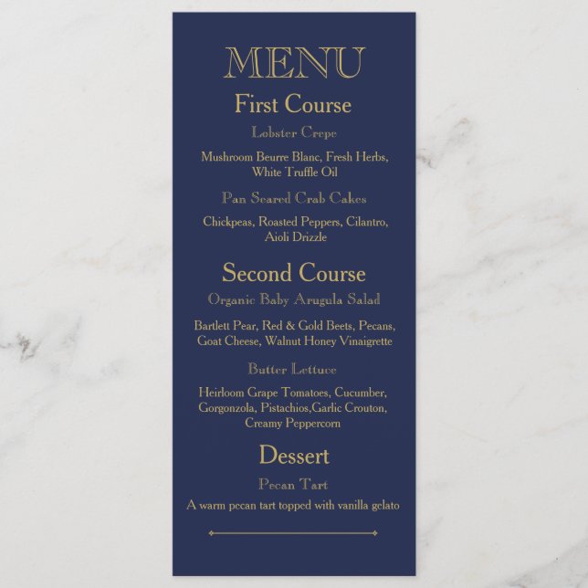 Carte de menu de dîner de mariage avec le ton (Devant)