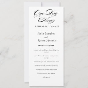 Carte de menu de dîner de répétition Chic One Day 