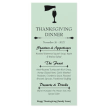Carte de menu de dîner de Thanksgiving Vert Sauge