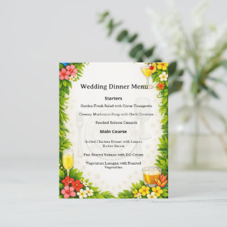 Carte de menu de jungle de style anime : dîner élé