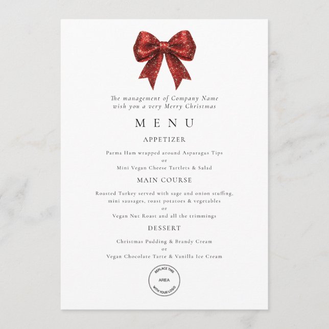 Carte de menu de la fête de Noël avec logo de l'en (Devant)