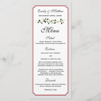 Carte de menu de la réception de mariage de décemb