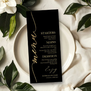 Carte de menu de mariage 4x9 écriture élégante pou