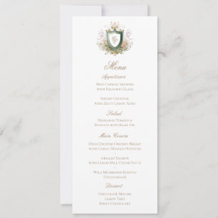 Carte de menu de mariage à armoiries de monogramme