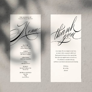 Carte de menu de mariage à calligraphie élégante