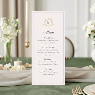 Carte de menu de mariage à monogramme de château f
