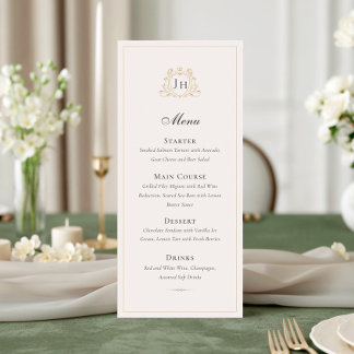 Carte de menu de mariage à monogramme de château f