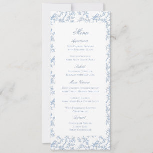 Carte de menu de mariage à toile florale et oiseau