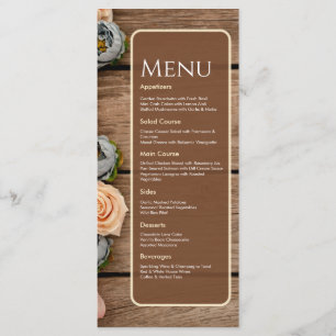 Carte de Menu de Mariage au Charme Rustique