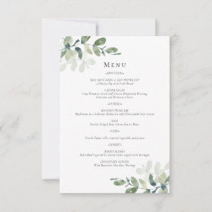 Carte de menu de mariage au eucalyptus