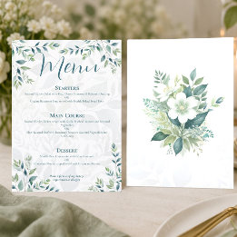 Carte de menu de mariage au vert sauge ivoire euca