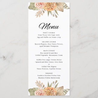 Carte de menu de Mariage Boho Floral Mariage minim
