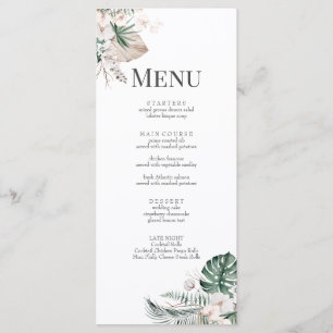 Carte de Menu de Mariage Boho Tropical Orchidée & 