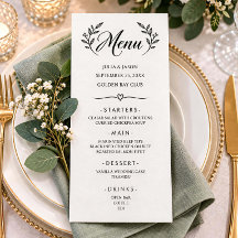Carte de Menu de Mariage Botanique Calligraphié Él
