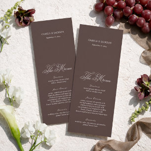 Carte de Menu de Mariage Brun Vieille Fortune