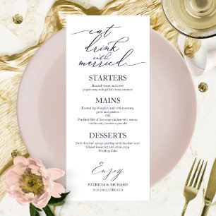 Carte de menu de mariage chic pour assiette 'Mange