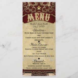 Carte de menu de mariage cirque Carnaval Vintage