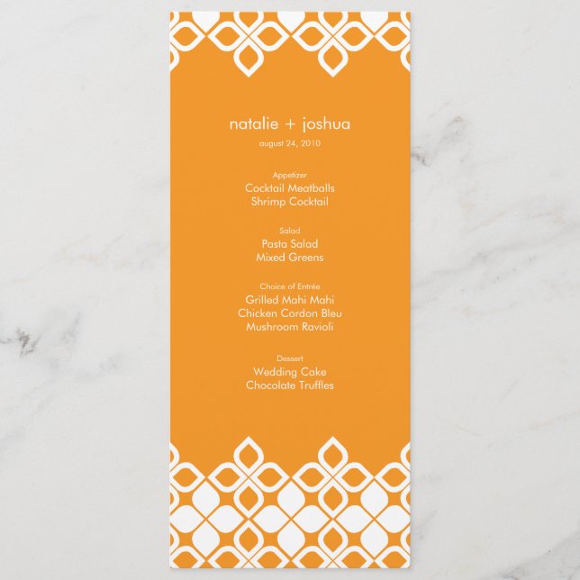 Carte de menu de mariage de Caraïbes (Devant)