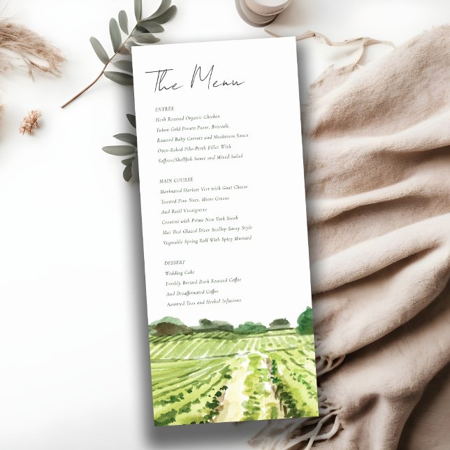 Carte de menu de mariage de vignoble de vigneronne (Créateur téléchargé)