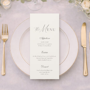 Carte de menu de mariage élégante avec rayure beig
