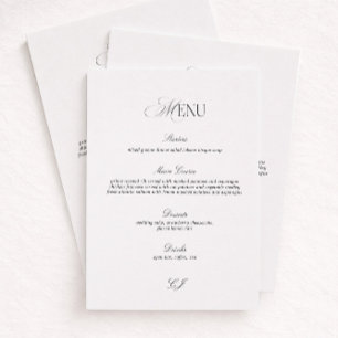 Carte de Menu de Mariage Élégante Noir et Blanc