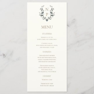 Carte de menu de mariage élégante ornée