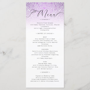 Carte de menu de mariage en damas orné rose
