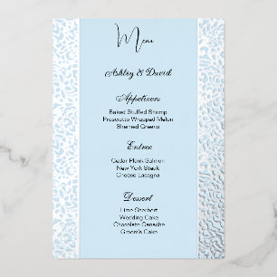 Carte de menu de mariage en feuille d'aluminium