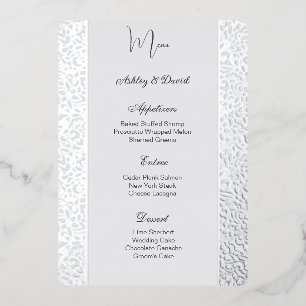 Carte de menu de mariage en feuille d'aluminium