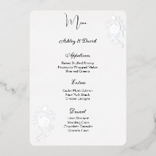 Carte de menu de mariage en feuille de rose