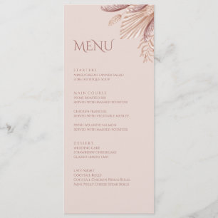 Carte de menu de mariage en herbe de pampas rose b