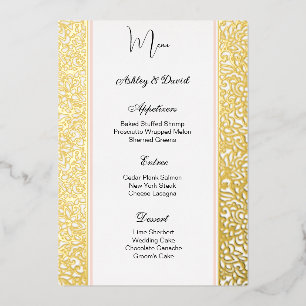 Carte de Menu de Mariage en Papier Aluminium Embou