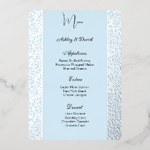 Carte de menu de mariage en papier d'aluminium