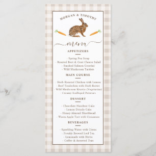 Carte de Menu de Mariage Fantaisiste Lièvre en Boi