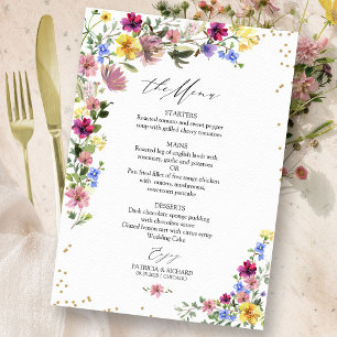 Carte de Menu de Mariage Fleur des Champs Bohème É