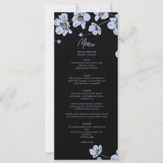 Carte de menu de mariage floral élégant Anémone