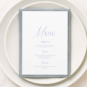 Carte de menu de mariage floral en bleu poussiéreu