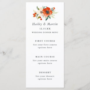 Carte de Menu de Mariage Floral Traditions Élégant