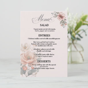 Carte de Menu de Mariage Florale Élégante et Perso