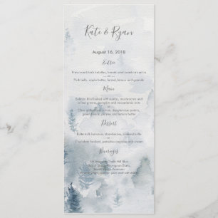 Carte de menu de mariage forêt aquarelle