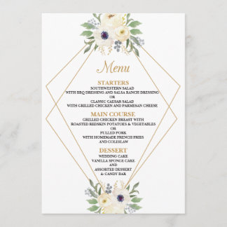 Carte de menu de mariage géométrique floral modern