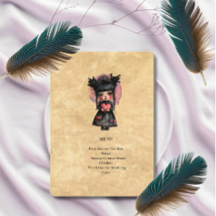 Carte de menu de mariage Gothic Doll