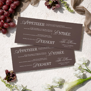 Carte de Menu de Mariage Marron