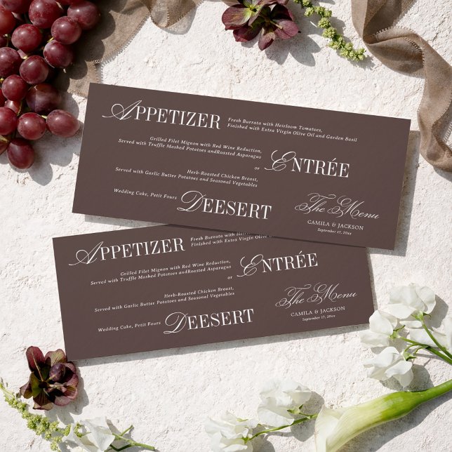 Carte de Menu de Mariage Marron (Créateur téléchargé)
