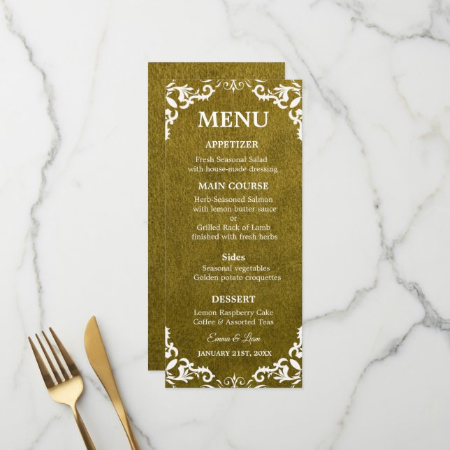 Carte de Menu de Mariage Mexicain Rustique (Devant/Arrière en situation)